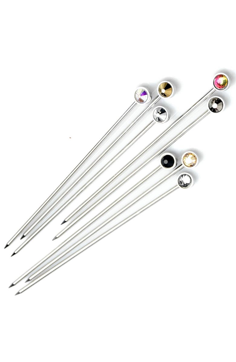 Prince of Scots Gem Crystal Cocktail Picks, Main, color, Gold