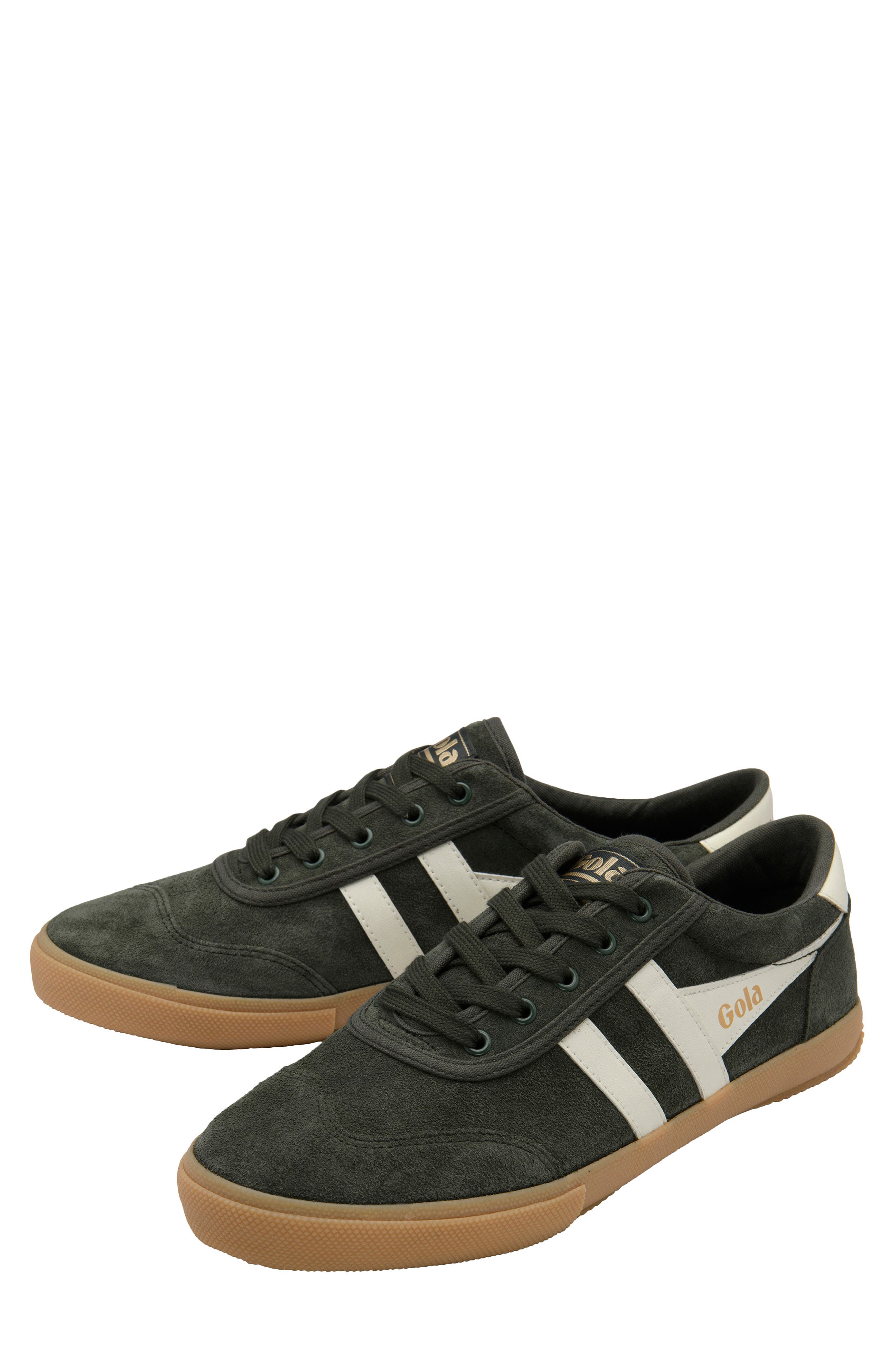 Badminton Suede Plimsoll Sneaker, Alternate, color, DARK KHAKI/ OFF WHITE/ GUM