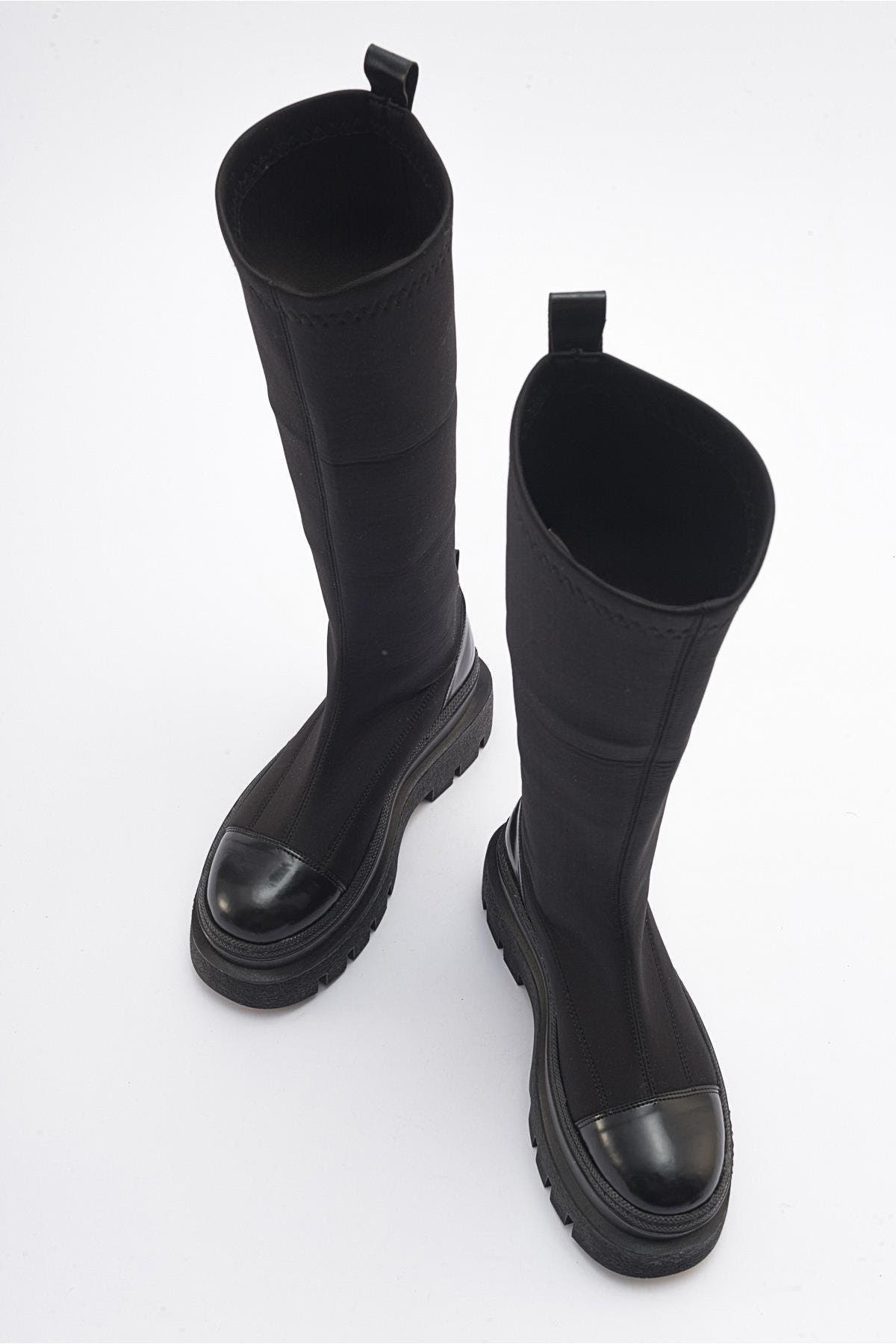 Celine Scuba Boot, Alternate, color, Black Faux Leather