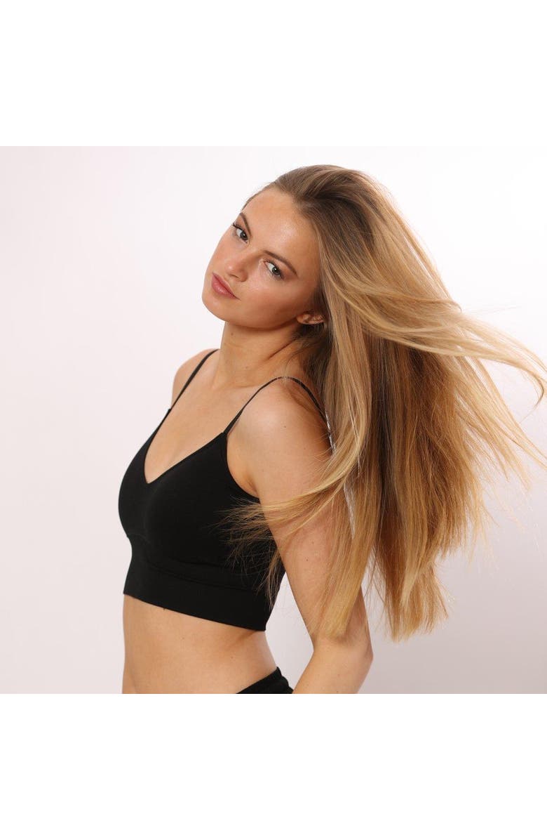 BRABAR Everyday Longline Cami Bra with Keyhole Back, Alternate, color, Black
