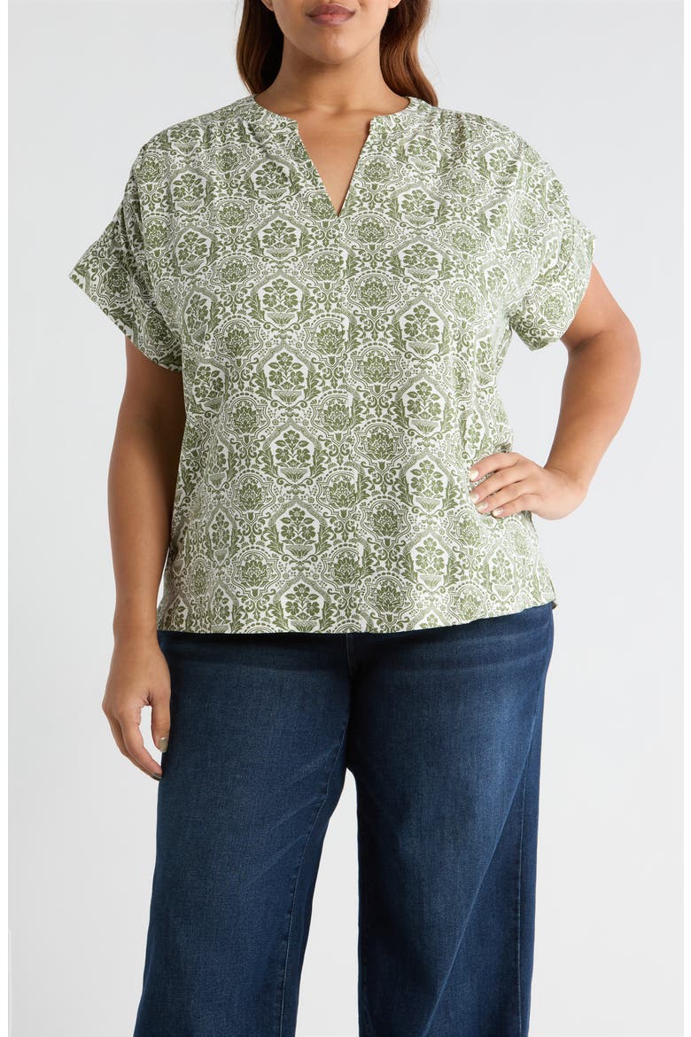 Estrada Floral Miah Top, Main, color, OLIVE-WHITE