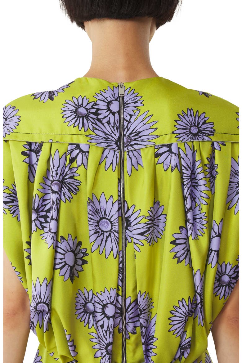 Printed Silk Midi Dress, Alternate, color, Absinth/Lilac