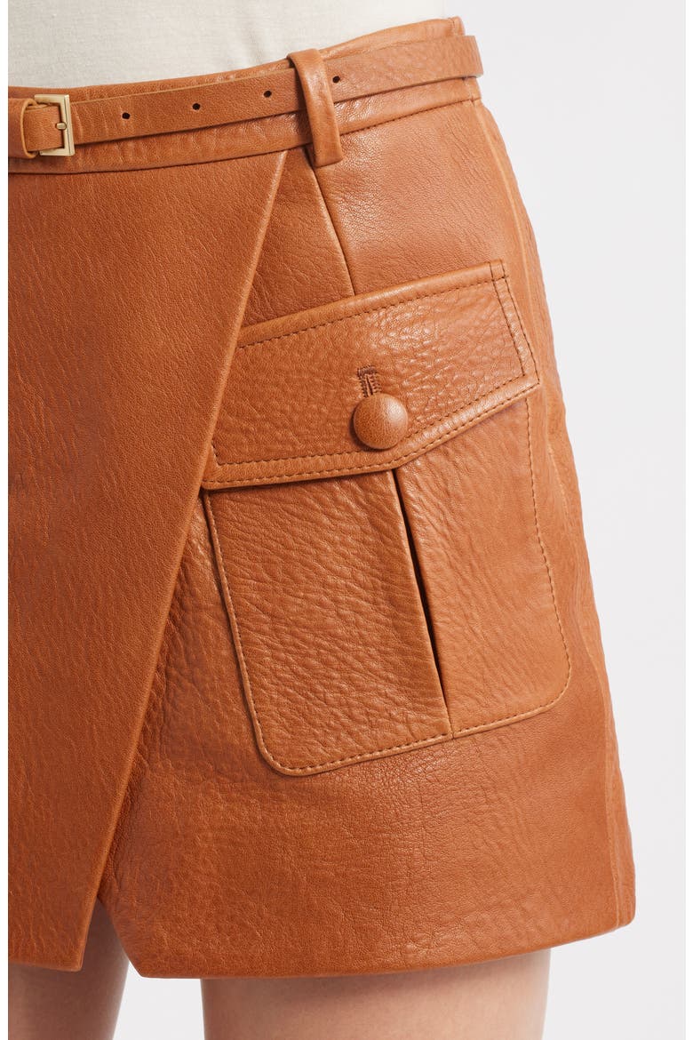 The Leather Cargo Miniskirt, Alternate, color, CHESTNUT