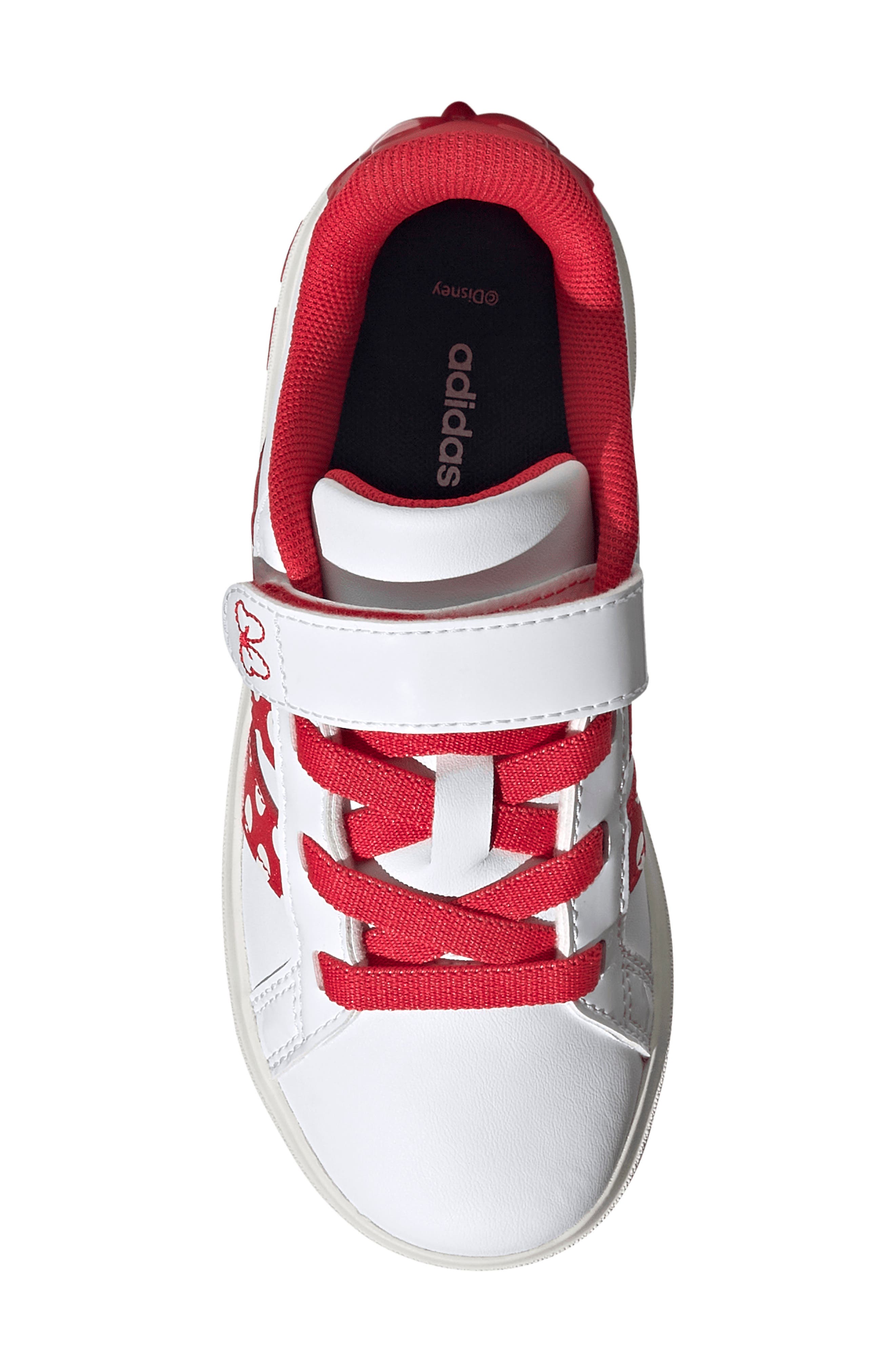 Kids' Grand Court Minnie Sneaker, Alternate, color, WHITE/ PURE RUBY/ OFF WHITE