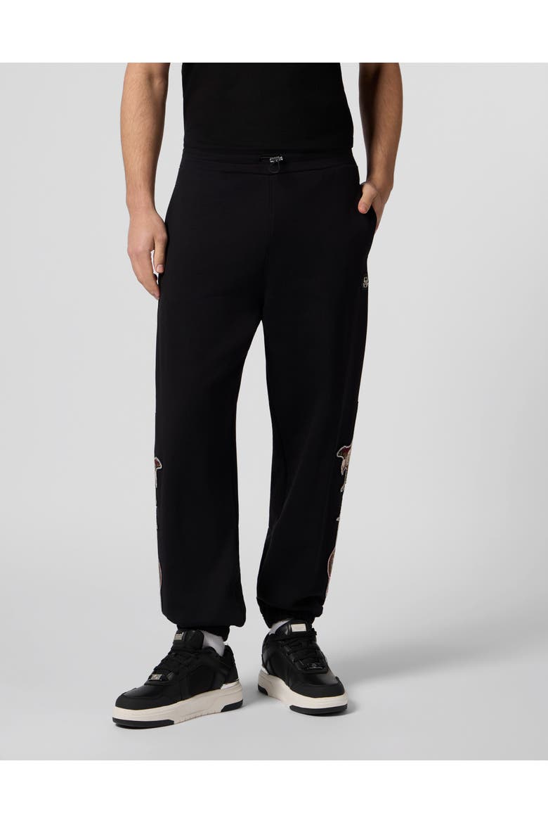 Jogging Pants Tattoo Patches Men, Main, color, black