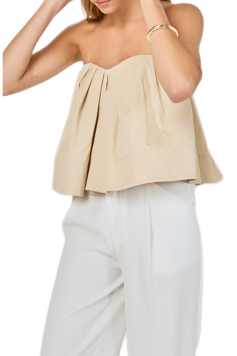 Strapless Pintuck Sweetheart Neck Top, Alternate, color, BEIGE