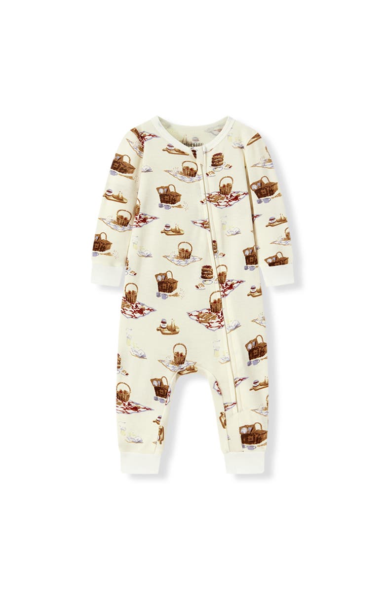 Milkbarn Organic Cotton Zipper Pajama, Main, color,
