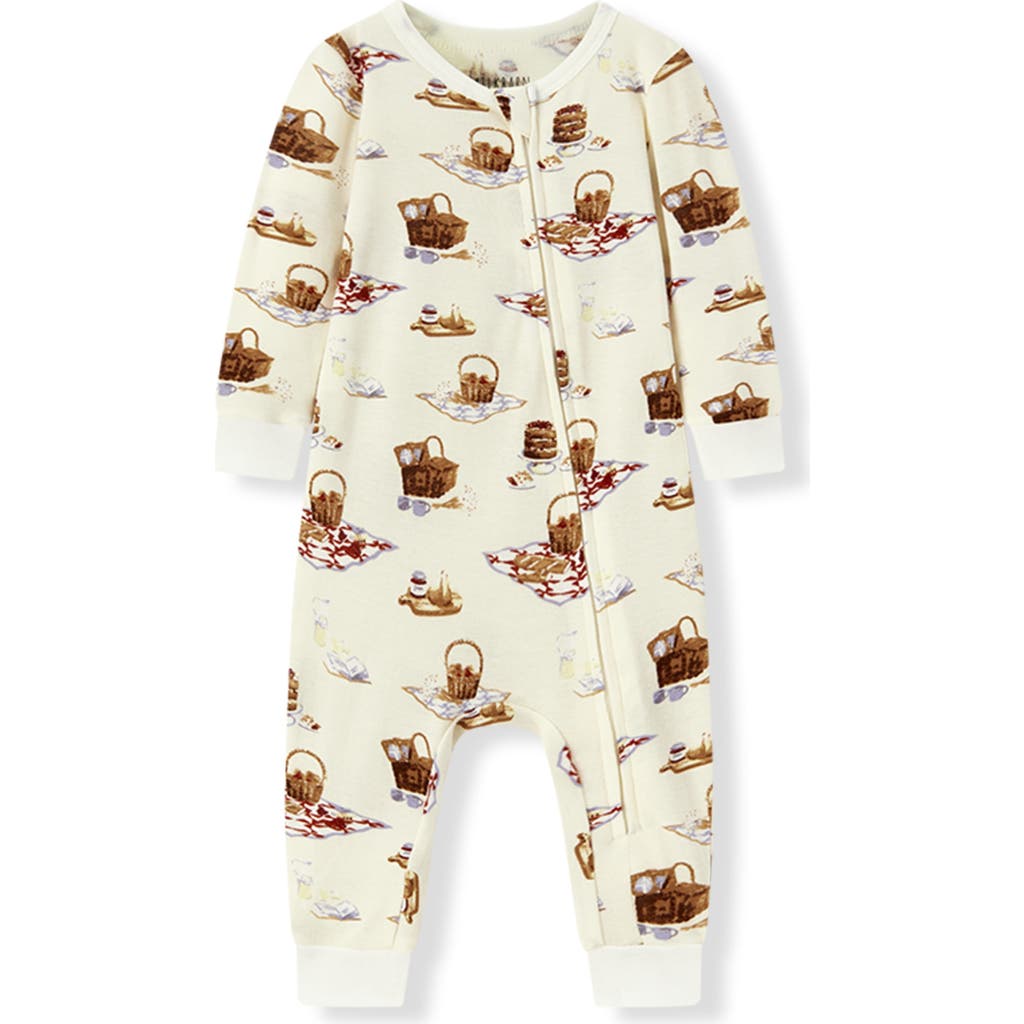 Milkbarn Organic Cotton Zipper Pajama In Multi