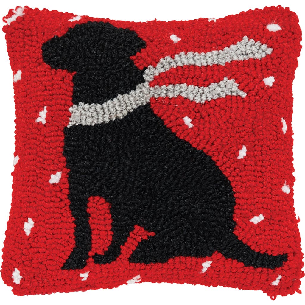 C & F Home C&f Home Christmas Black Dog W/ Scarf Silhouette Petite Hooked Accent Pillow, 8" X 8" In Red