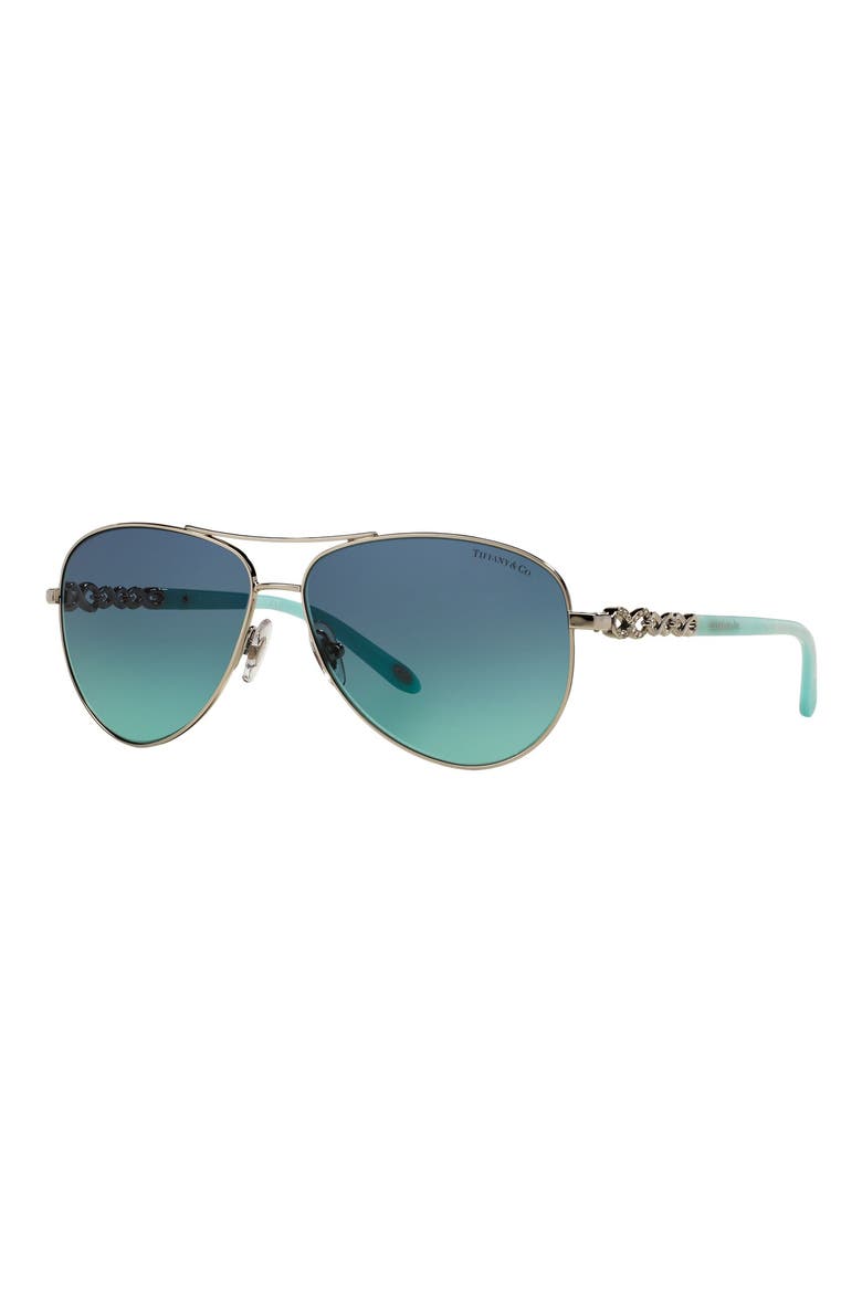 58mm Aviator Sunglasses, Alternate, color, SILVER/ BLUE GRADIENT