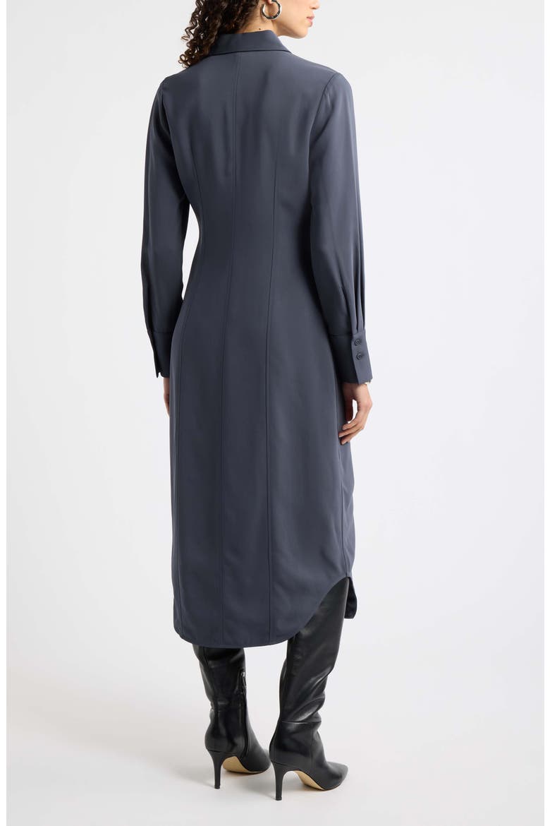 Long Sleeve Midi Shirtdress, Alternate, color, GREY EBONY