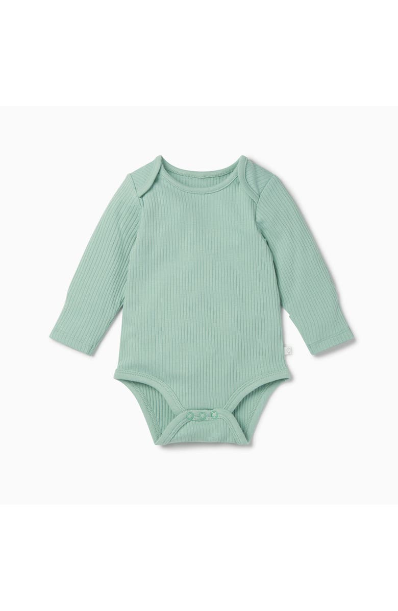 MORI Ribbed Long Sleeve Bodysuit, Main, color, Mint
