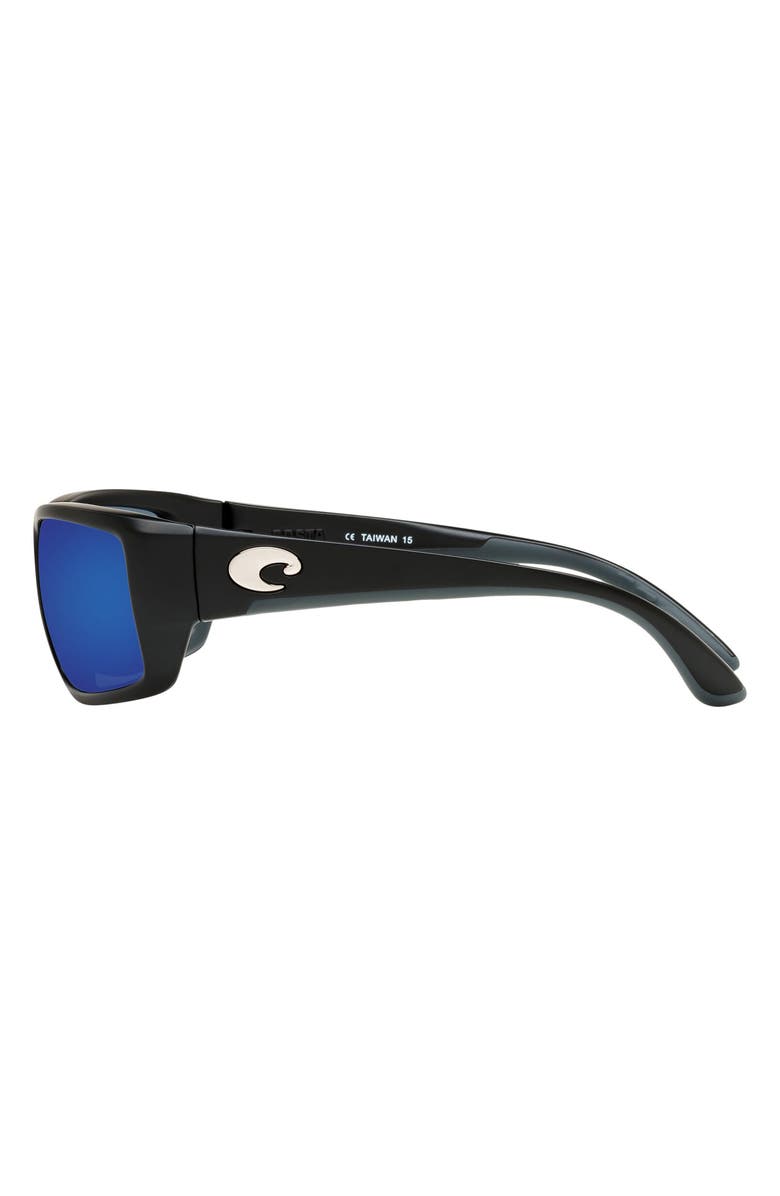 Costa Del Mar Fantail 59mm Polarized Mirror Rectangular Sunglasses, Alternate, color, Matte Black/ Blue Mirror