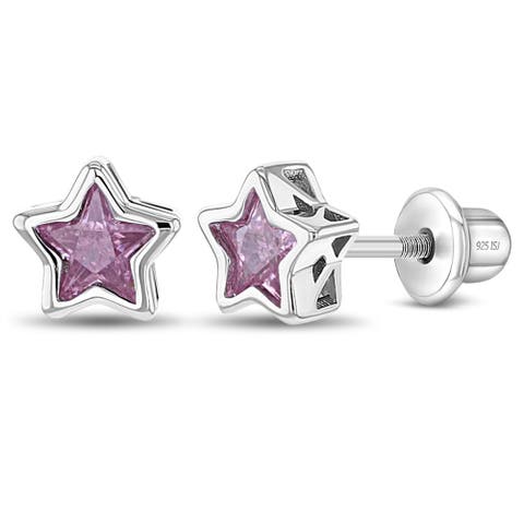 Cubic Zirconia Birthstone Star Earrings