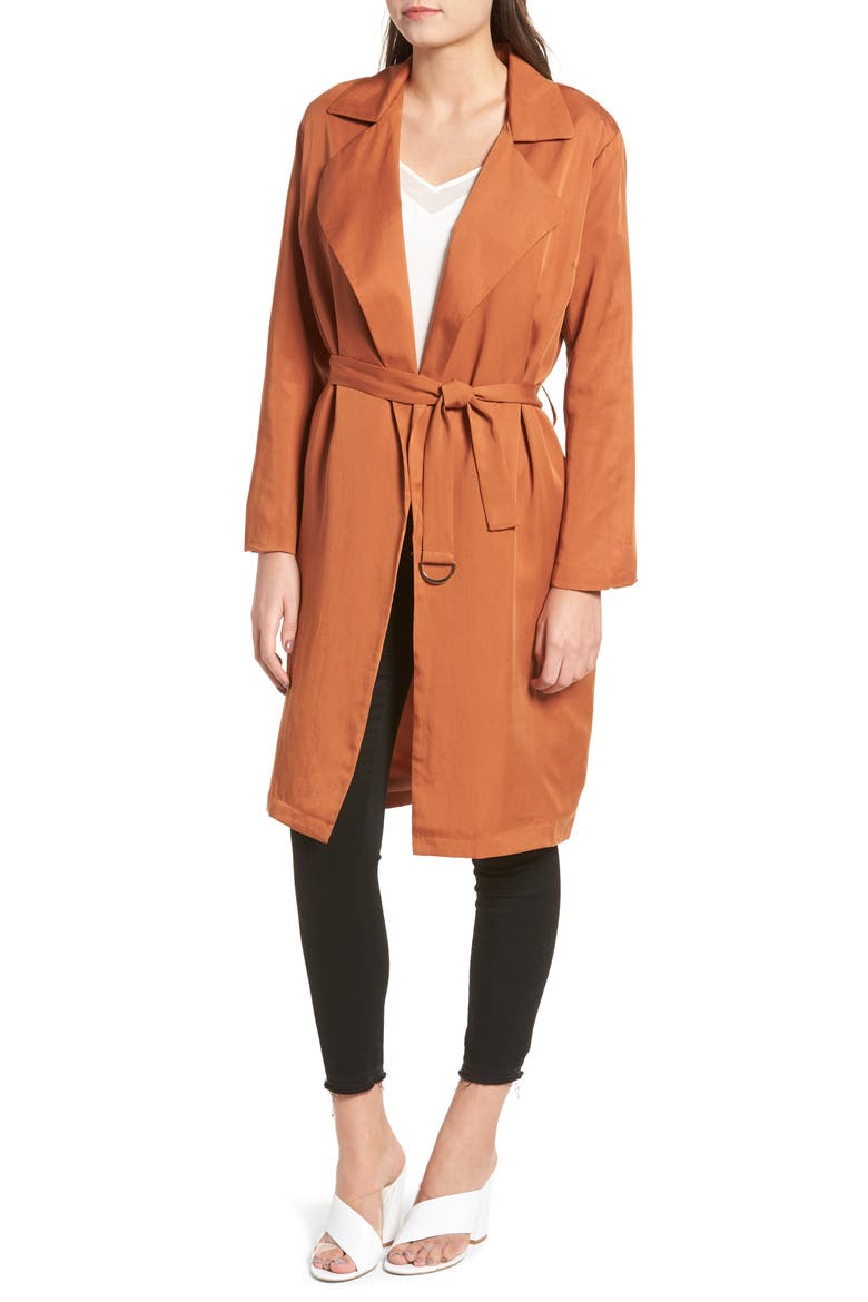 Carmen Belted Trench Coat, Alternate, color, BROWN