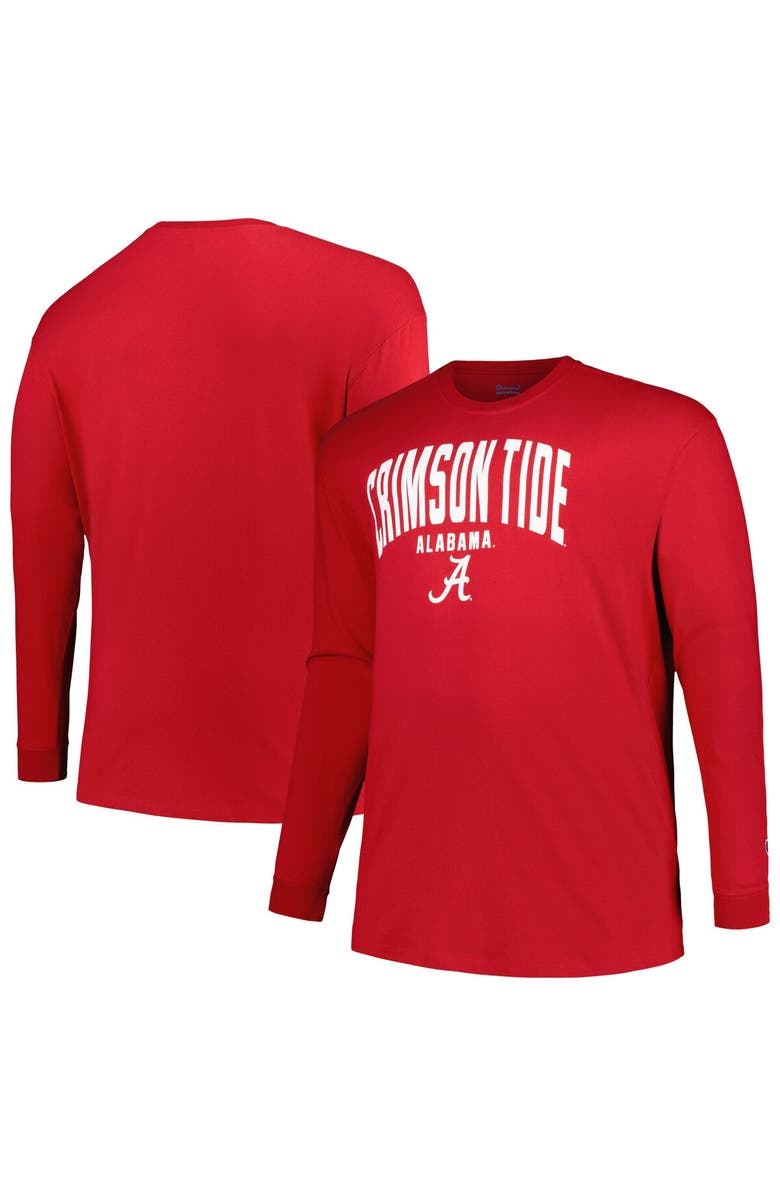 Champion Men's Champion Crimson Alabama Crimson Tide Big & Tall Arch Long Sleeve T-Shirt, Alternate, color, 