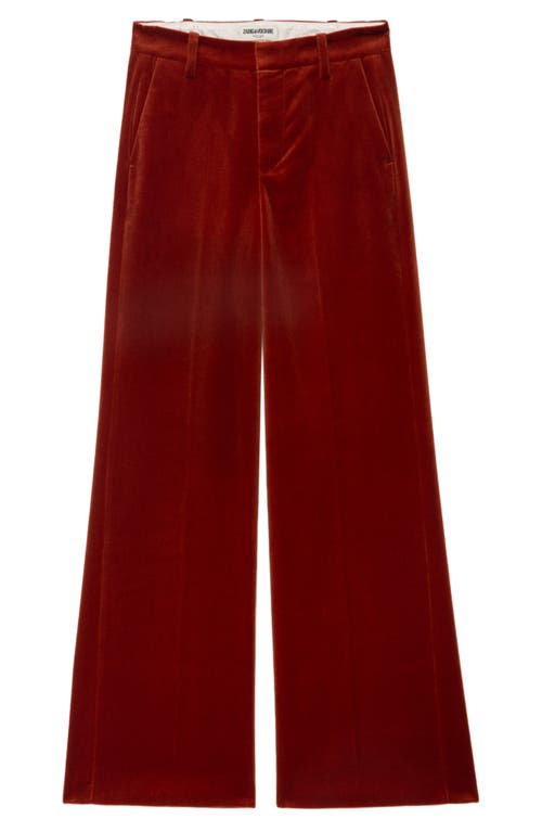 Zadig & Voltaire Womens Burn Panol Wide-leg Cotton-velvet Trousers In Red