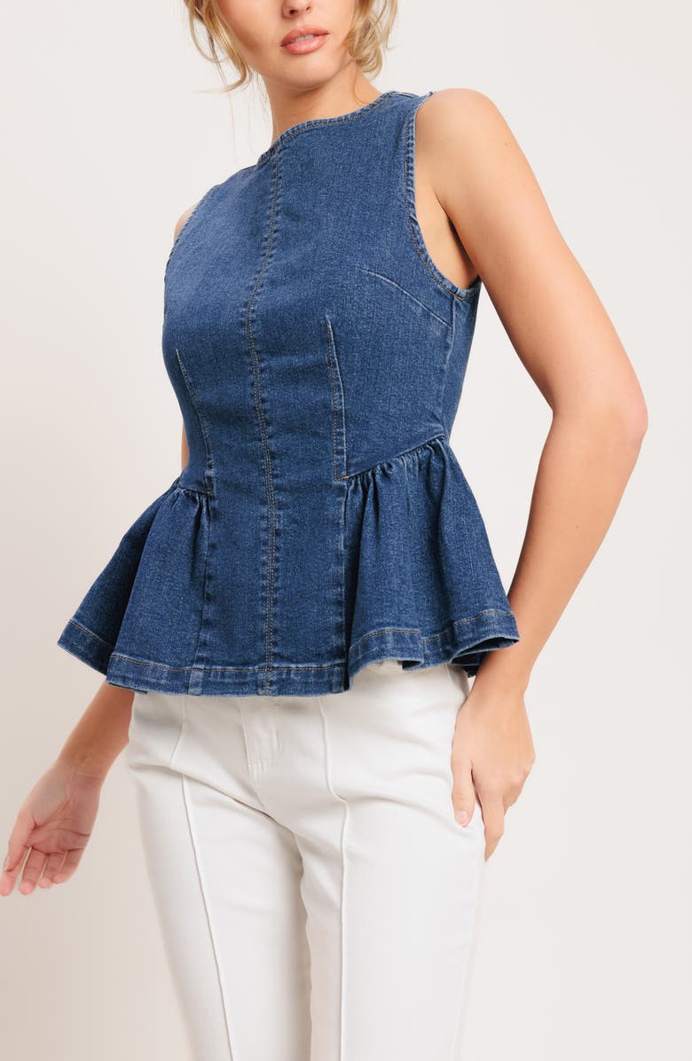 FLYING TOMATO Denim Peplum Top, Alternate, color,
