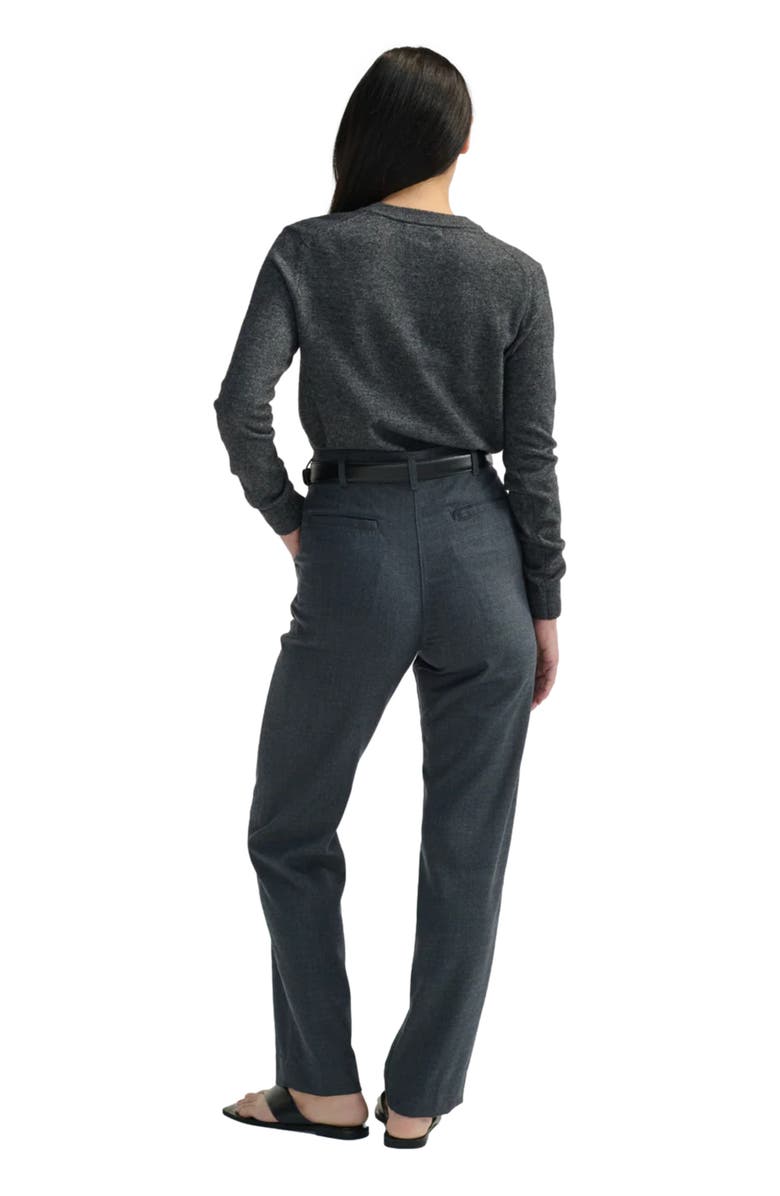 Almina Concept Classic Crew Wool Cardigan, Alternate, color, Charcoal