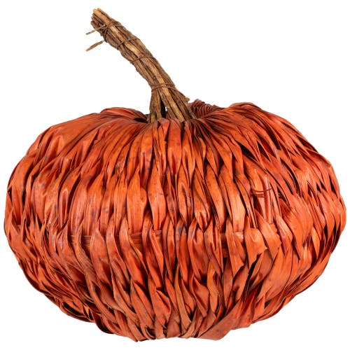 Northlight Woven Rattan Fall Harvest Pumpkin Decoration In Orange