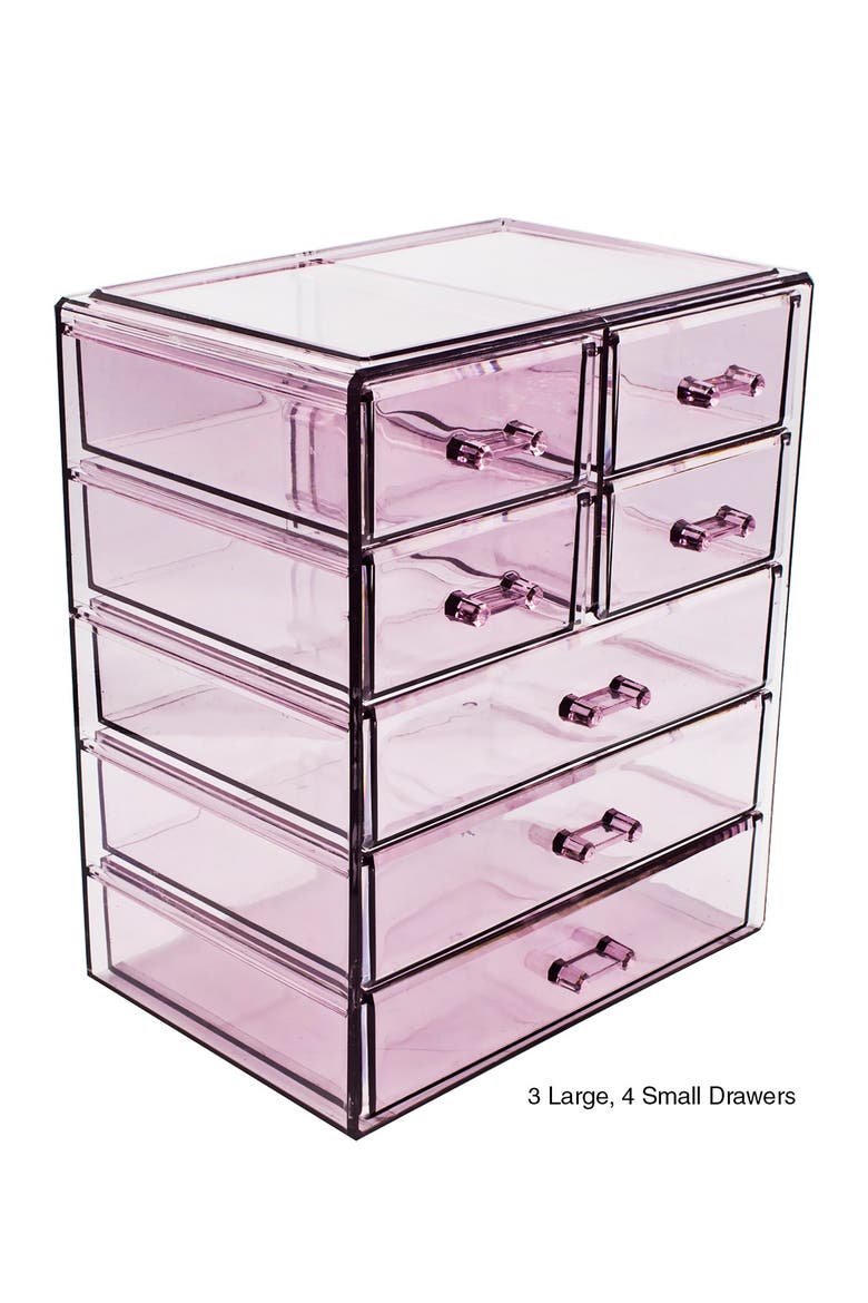Acrylic 7 Drawer Cosmetics Makeup & Jewelry Storage Case Display, Alternate, color, PURPLE