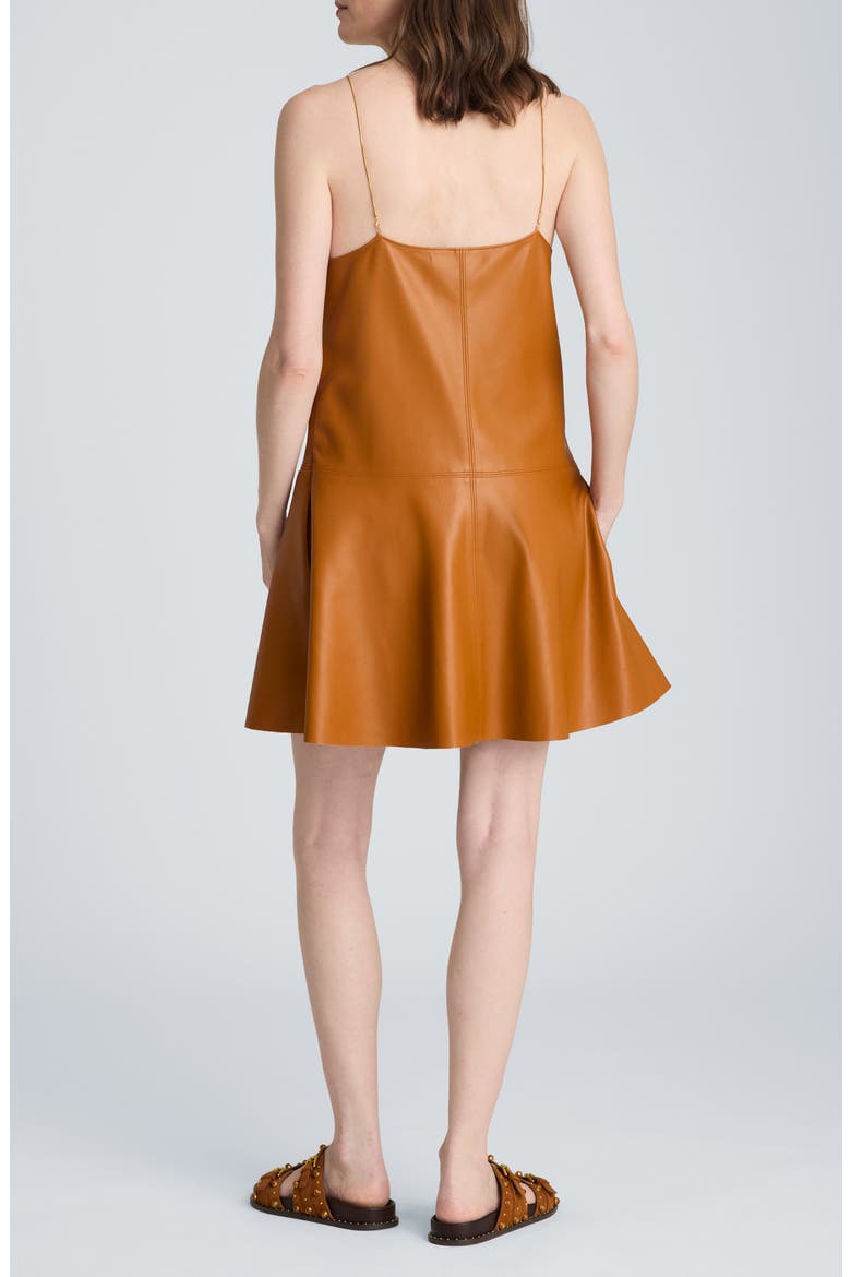 Sleeveless Faux Leather Mini Slipdress, Alternate, color, NUT