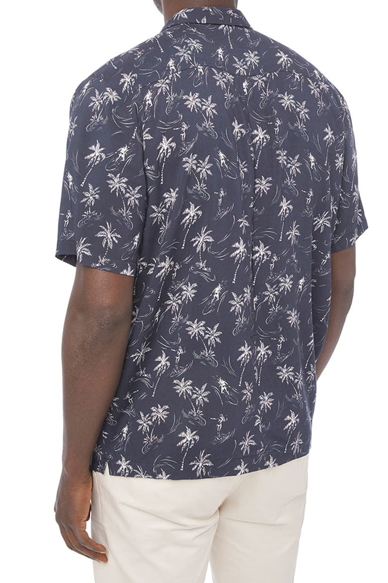 Regular Fit Tropical Short Sleeve Button-Up Camp Shirt, Alternate, color, NOIR MULTI