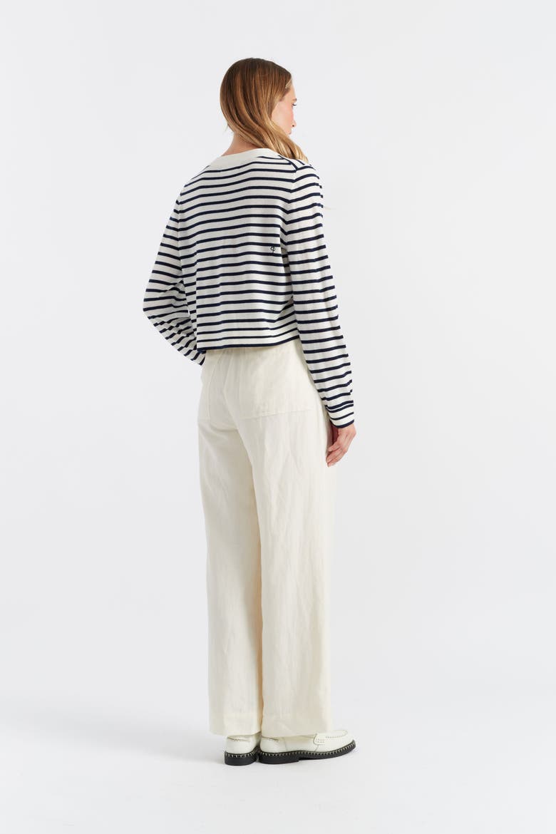 Pure Merino Heart Breton Cardigan, Alternate, color, Cream/Navy/True Red