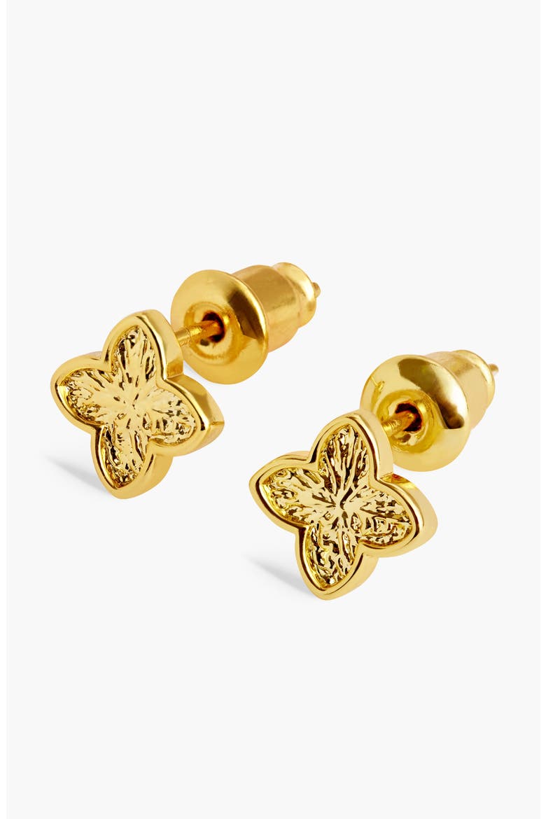 Signature Clover Collection Textured Clover Stud Earrings In Gold-Tone Plating, Alternate, color, Stud
