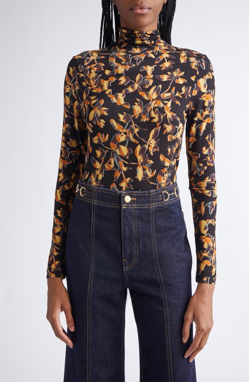 Ulla Johnson Aurelia Jersey Long Sleeve Turtleneck Top Solaris In Multi
