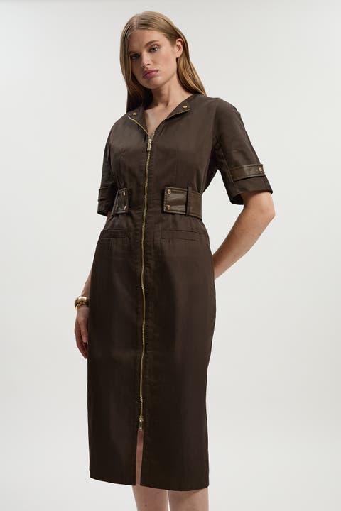Cotton Utility Midi Dress