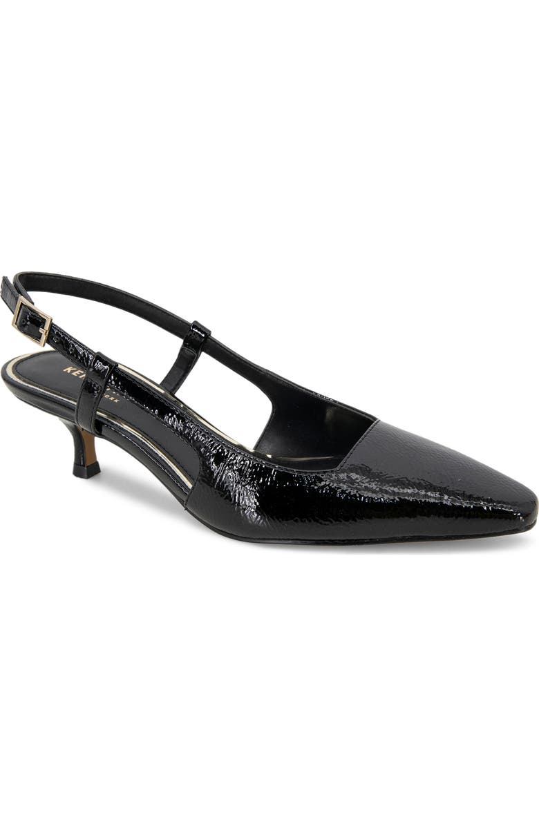 Kenneth Cole New York Martha Kitten Heel Slingback Pump, Main, color, Black Crinkle Patent