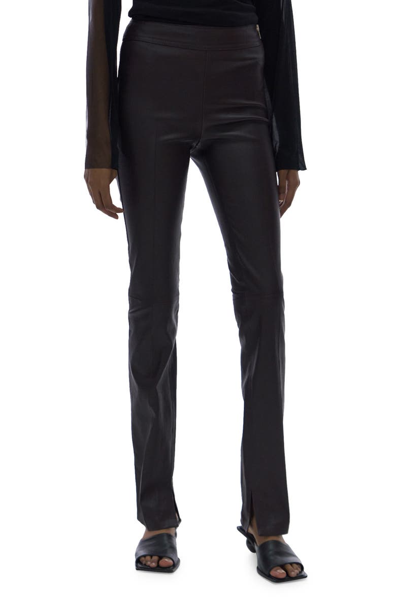 Helmut Lang Slit Leather Pants, Main, color, Black - 001