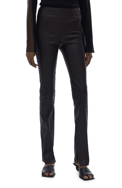 Slit Leather Pants