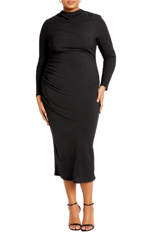Shop City Chic Jojo Long Sleeve Midi Dress In Black