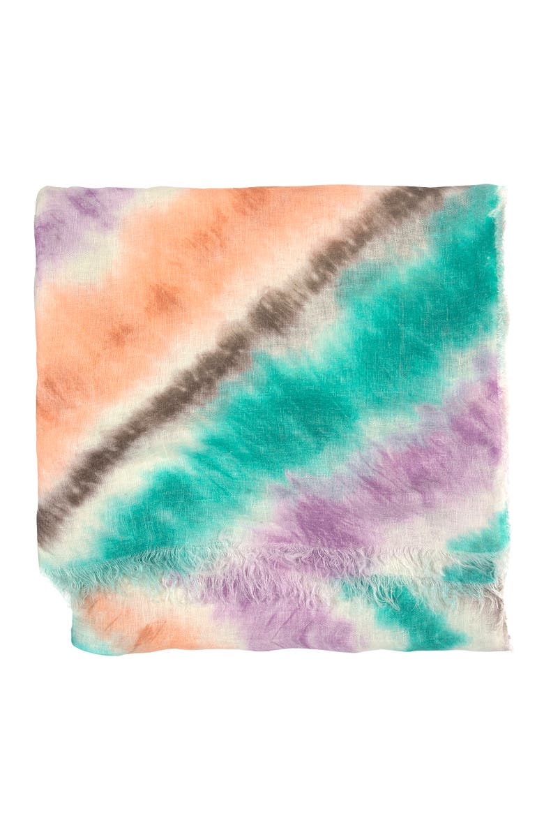 Faherty tie dye printed oblong, Main, color, Egret Multi