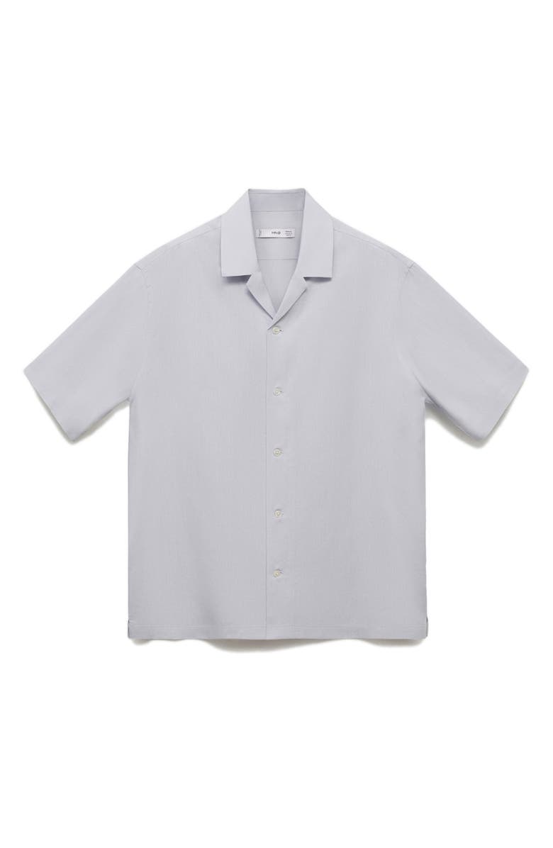 MANGO Lycocell & Linen Camp Shirt, Alternate, color, Sky Blue