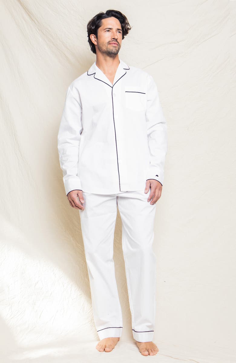 Petite Plume Contrast Piping Pajamas, Alternate, color, White