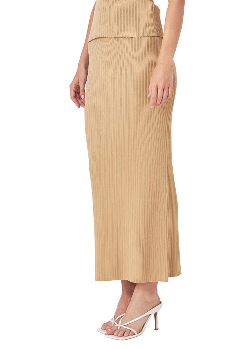 Rib Maxi Skirt, Alternate, color, CAMEL