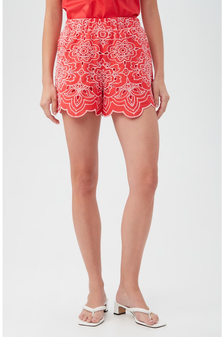 Elani High Waist Shorts, Main, color, CAPRI CORAL/ WHITEWASH