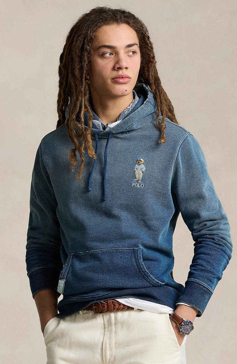 Polo Ralph Lauren Polo Bear Indigo French Terry Hoodie, Alternate, color,