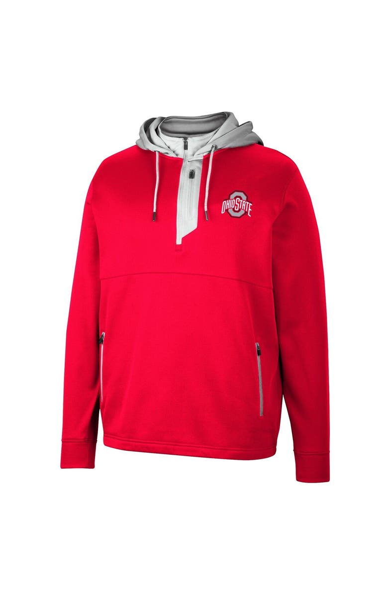 COLOSSEUM Men's Colosseum Scarlet Ohio State Buckeyes Luge 3.0 Quarter-Zip Hoodie, Alternate, color, Scarlet