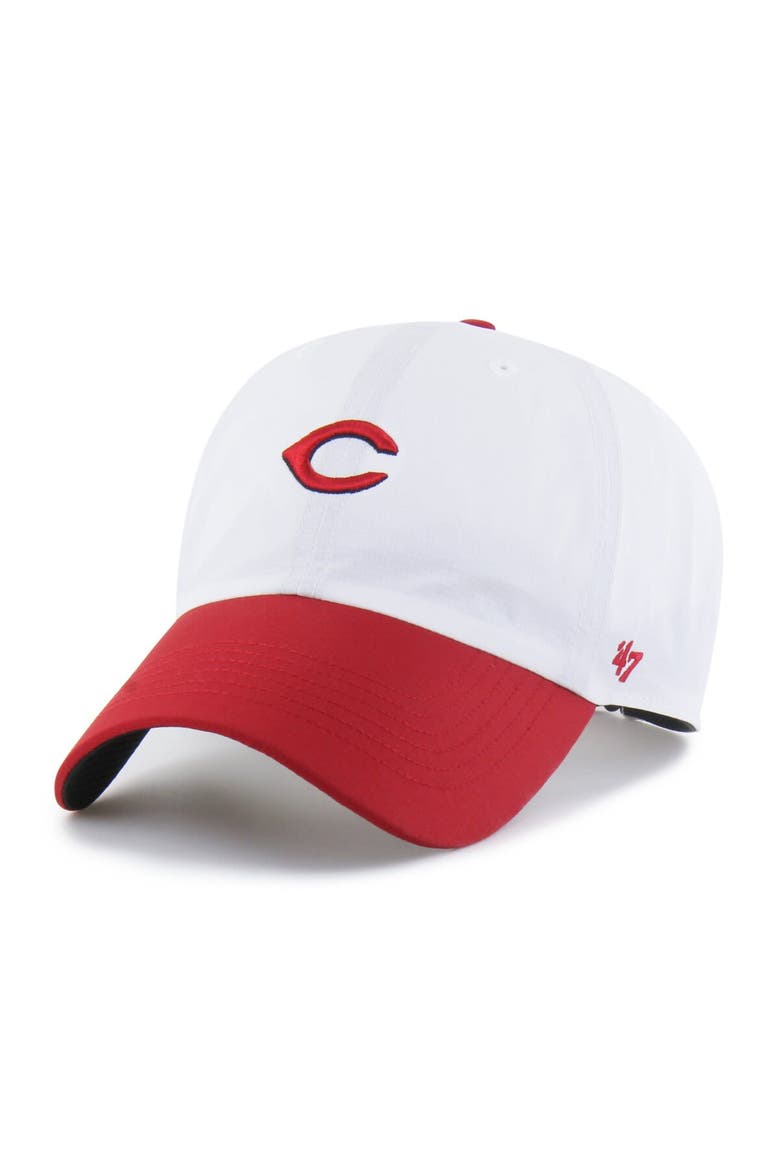 Men's '47 White/Red Cincinnati Reds Vista Mini Clean Up brrr° Adjustable Hat, Main, color, White