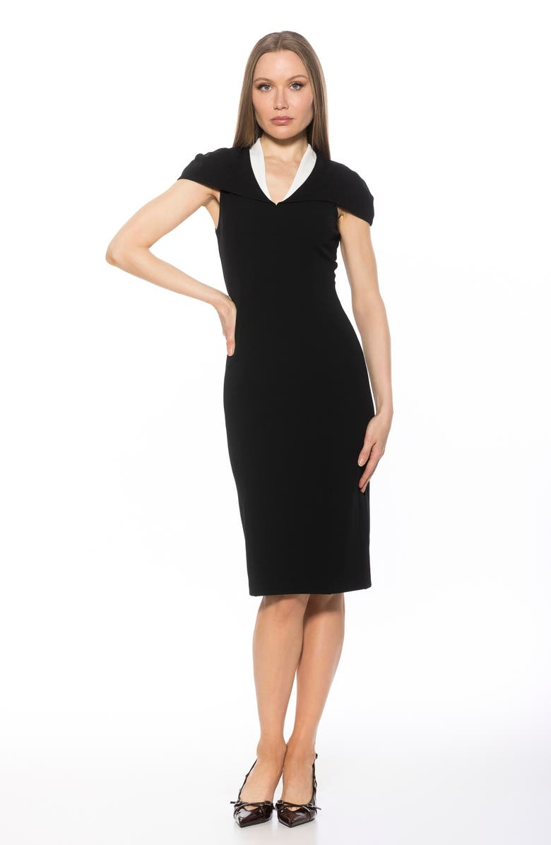 Alexia Admor Tati Cape Sheath Dress, Alternate, color, Black