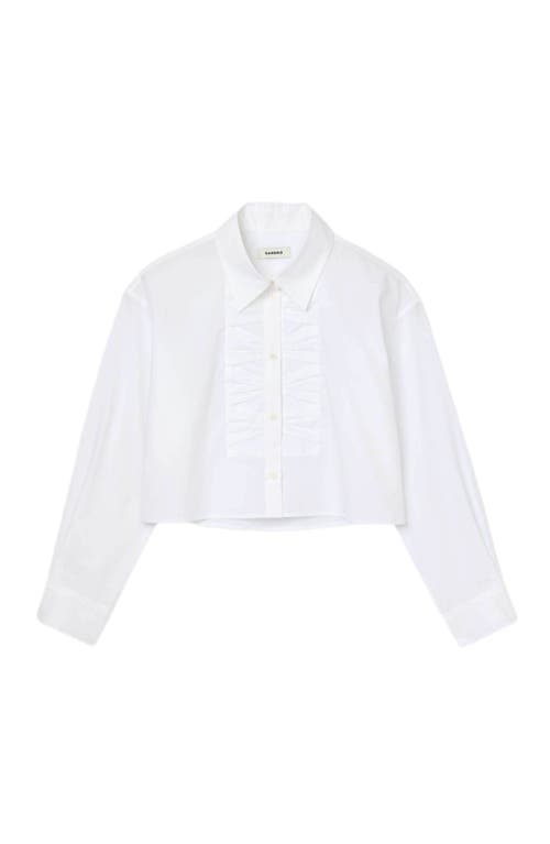 Sandro Cropped Shirt With Bow Details In Blue