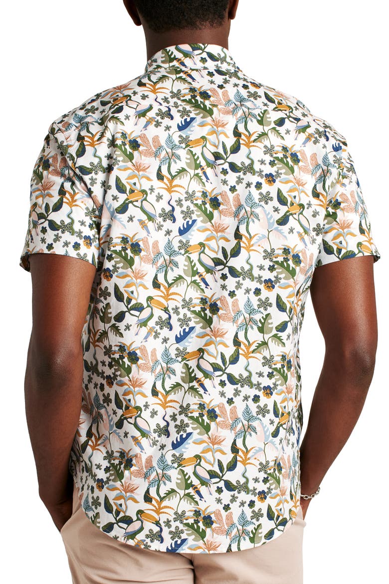 Riviera Botanical Short Sleeve Button-Up Shirt, Alternate, color, TOUCAN PARADISE