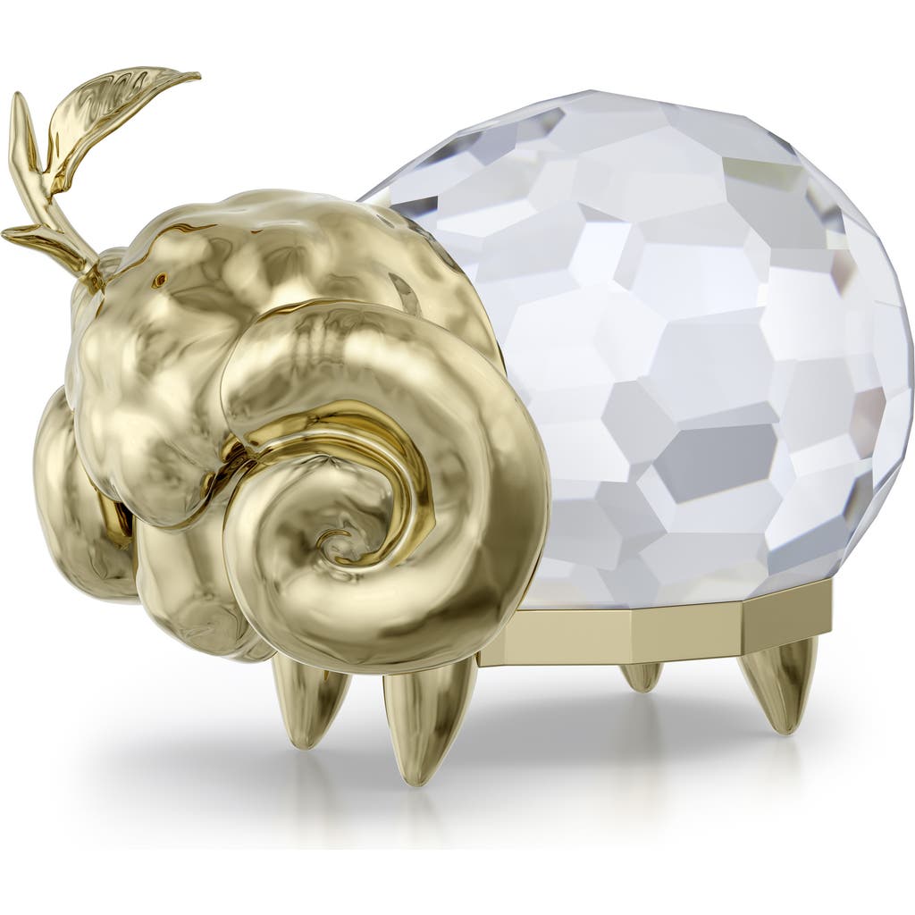 Swarovski Zodiac Aries Crystal Figurine In Gold Tone-aries