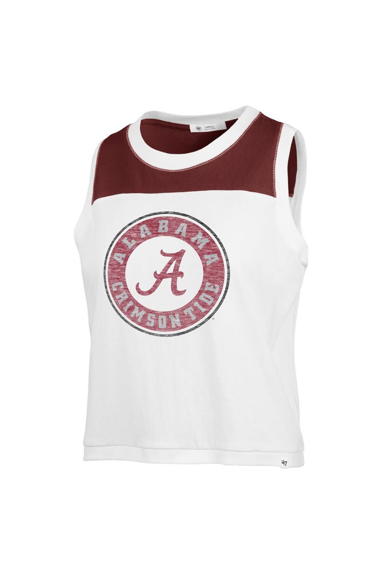 Women's '47 White Alabama Crimson Tide Premier Zoey Waist Length Tank Top, Alternate, color, White