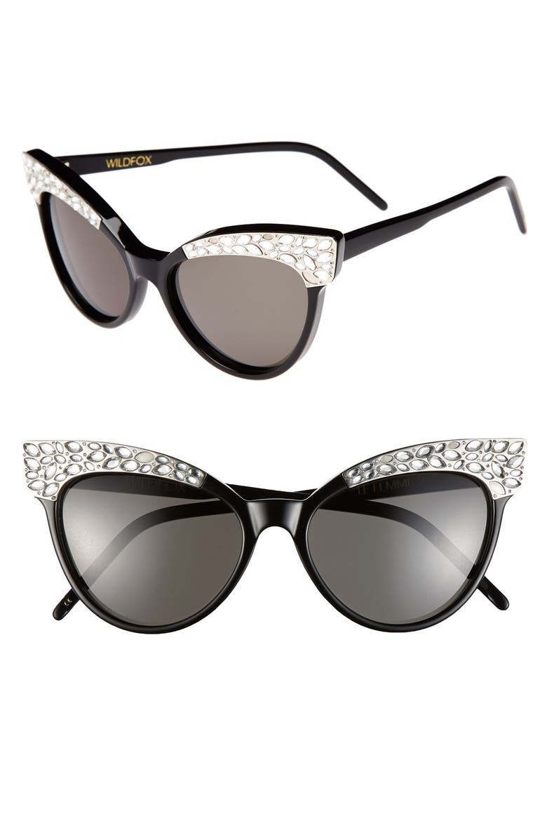 'Le Femme 2' 55mm Cat Eye Sunglasses, Main, color, BLACK