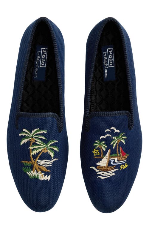 Ralph Lauren Paxton Embroidered Slipper In East Side Royal